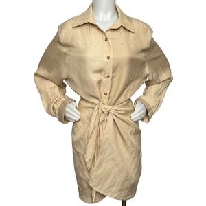 Anemos Linen Cupro Shirt Dress with Tie Waist – Size M‎